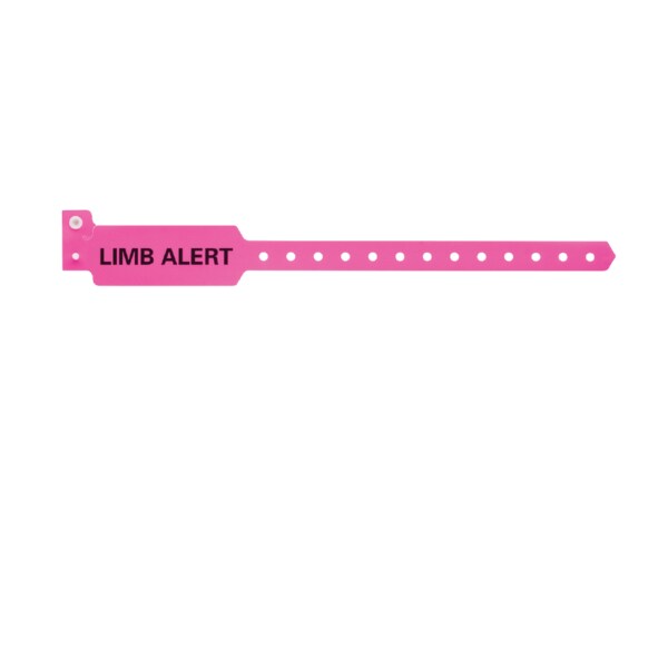 Nevs Wristband - Poly - Limb Alert 1-1/8" x 10-1/4" Pink w/Black WB-0048 - main